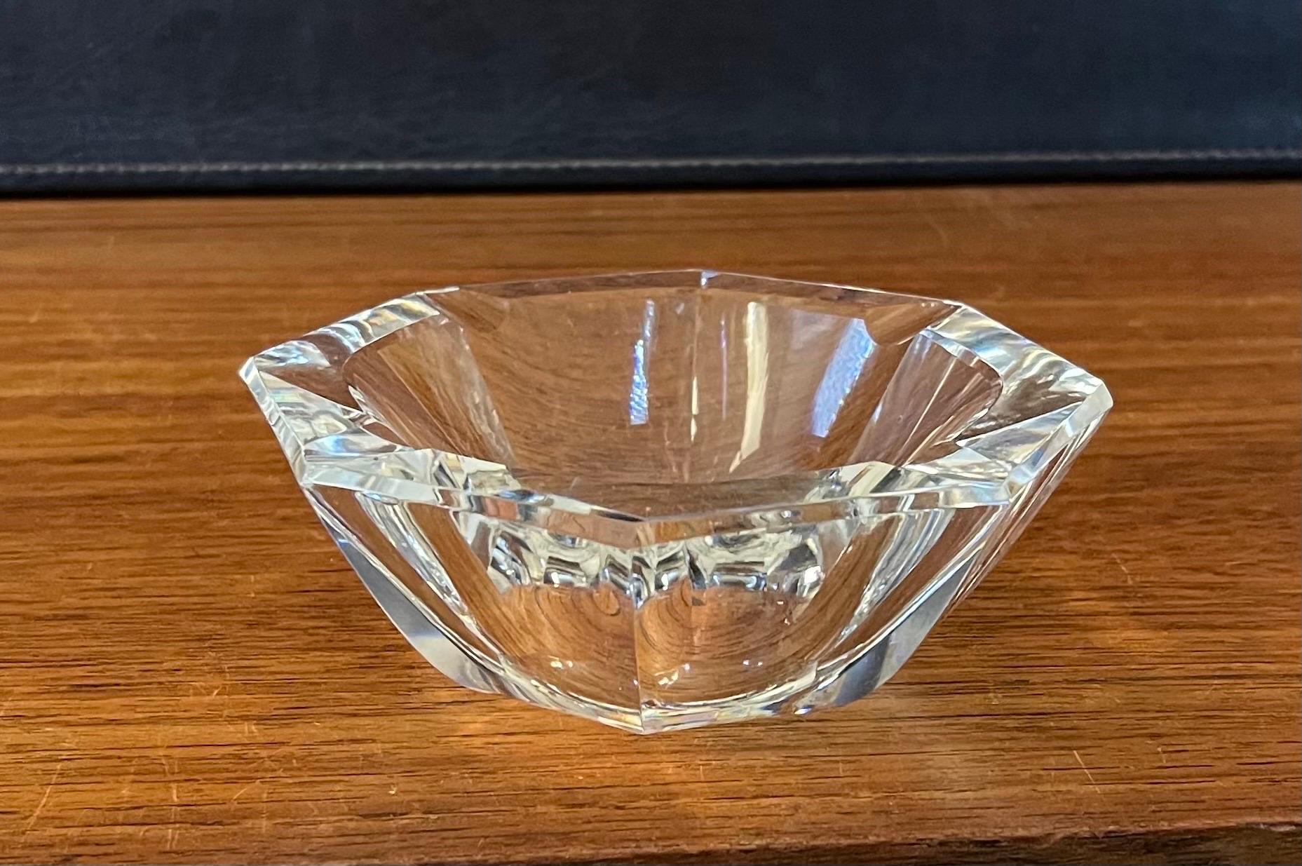20th Century Small Octagon Shaped Crystal Ashtray  by Baccarat