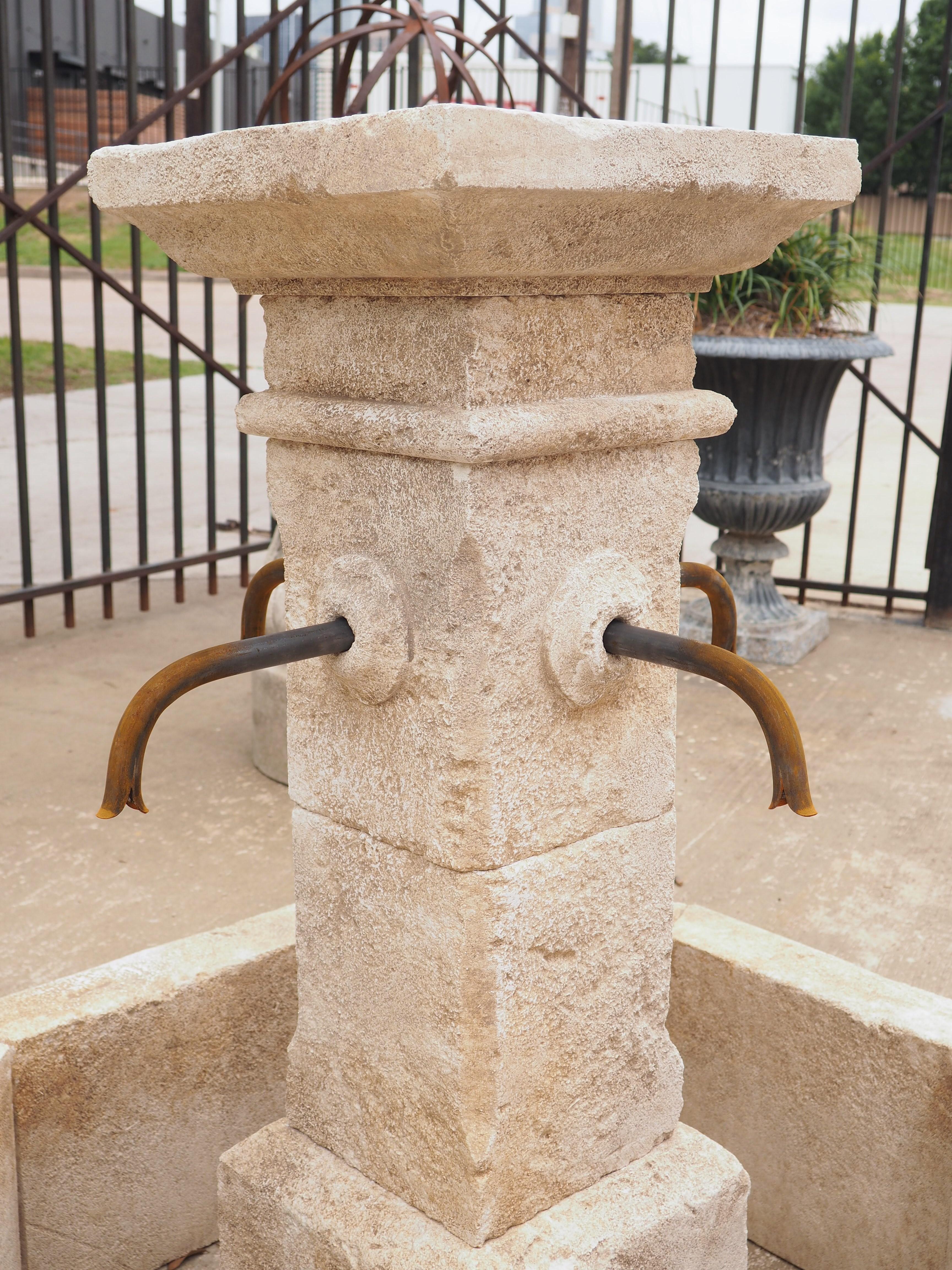 Hand-Carved Small Octagonal Center Fountain from Provence, France
