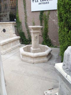 Small Octagonal Center Fountain with Corner Cut Incurved Basin, Provence France