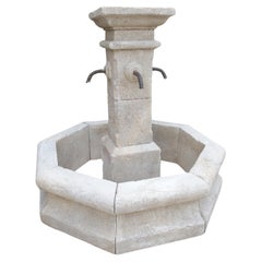 Small Octagonal Center Fountain with Corner Cut Incurved Basin, Provence France