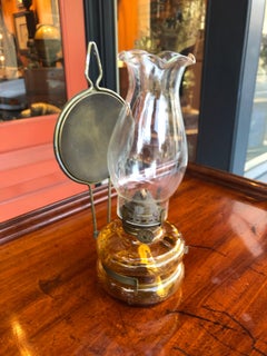 Small Oil Lamp with Brass Reflector Hallway Sconce