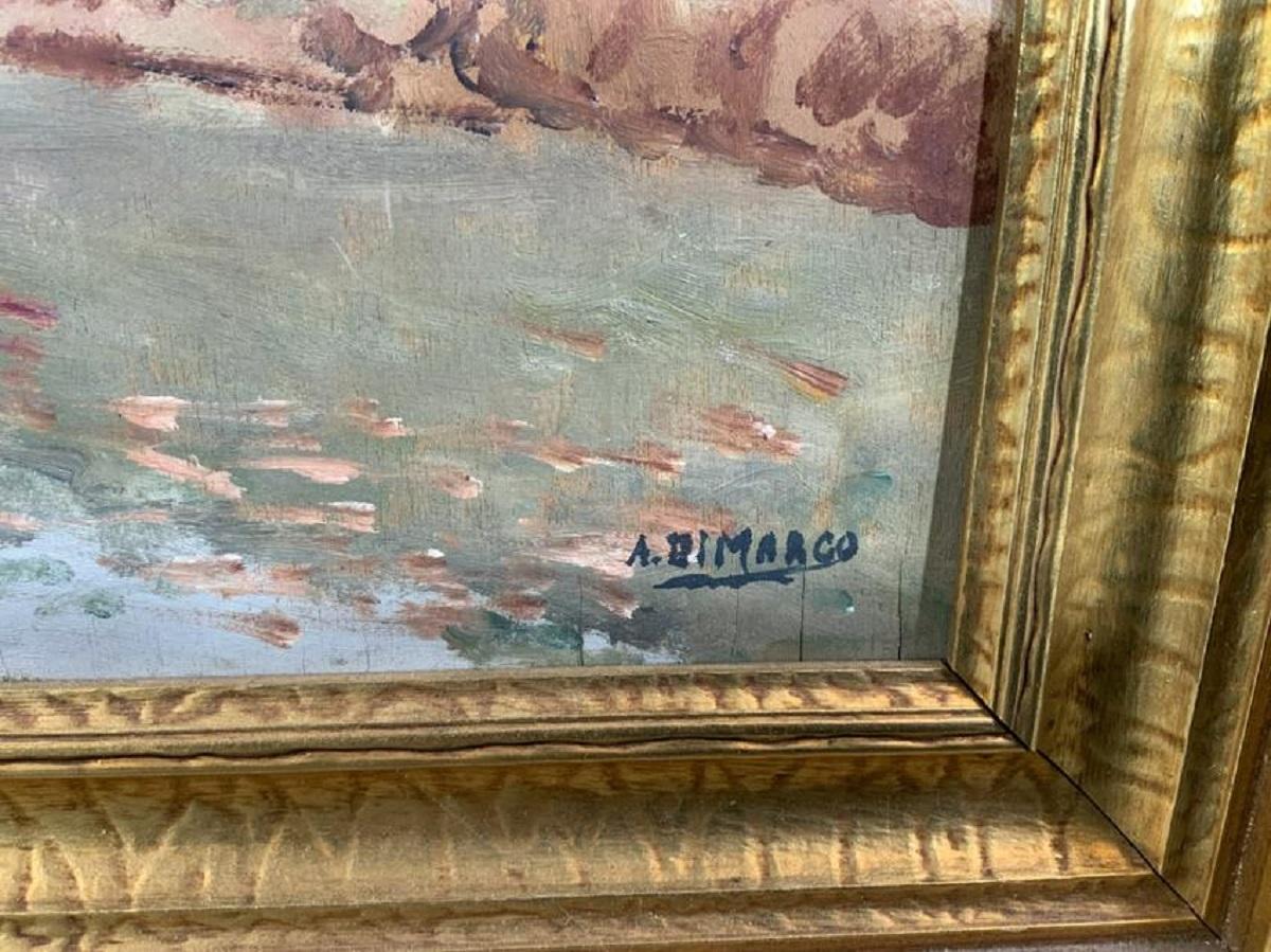 Late 19th Century Small Oil Painting by A. Bimarco