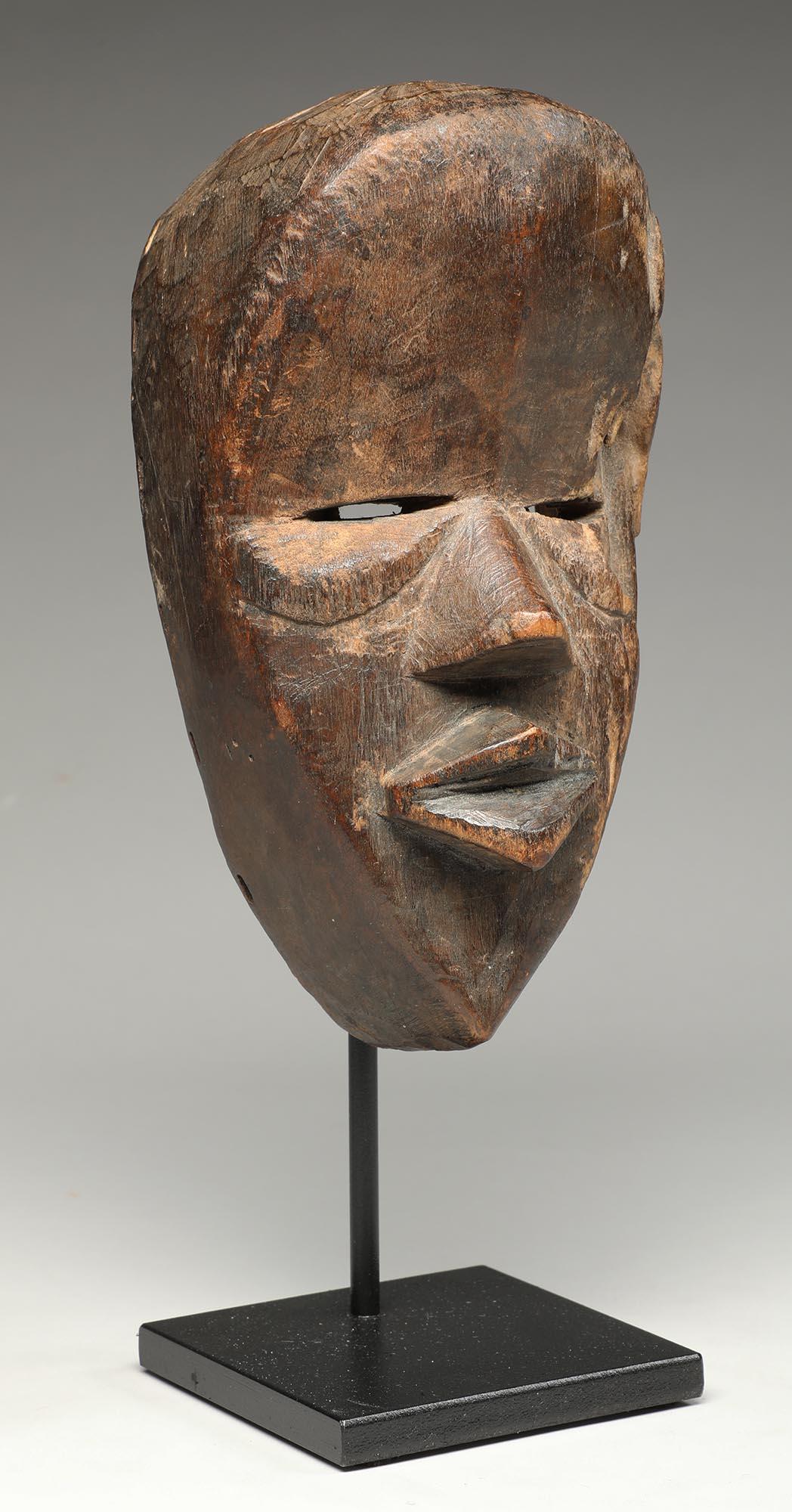 Tribal Small Old Dan Mask Blessed by Age Eroded Side, Cubist Face Liberia, Africa