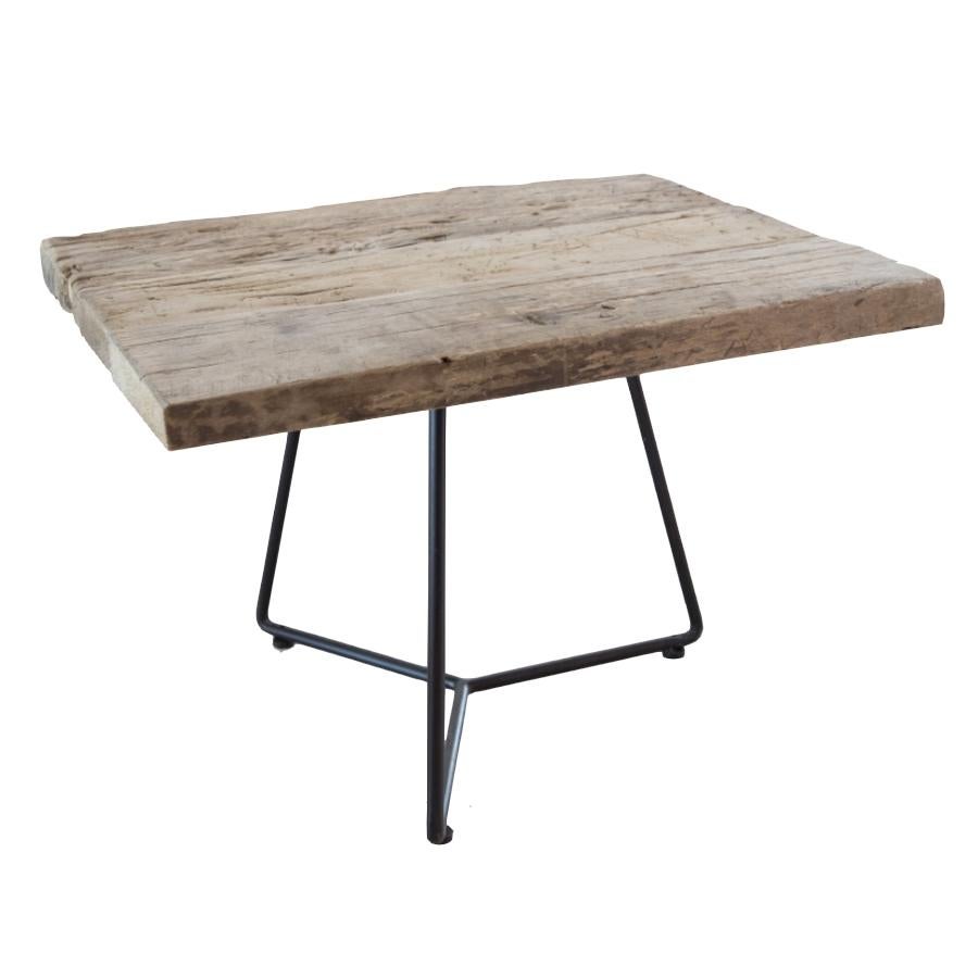 Italian Small Old Elm Table with Iron Structure, Made in Italy For Sale