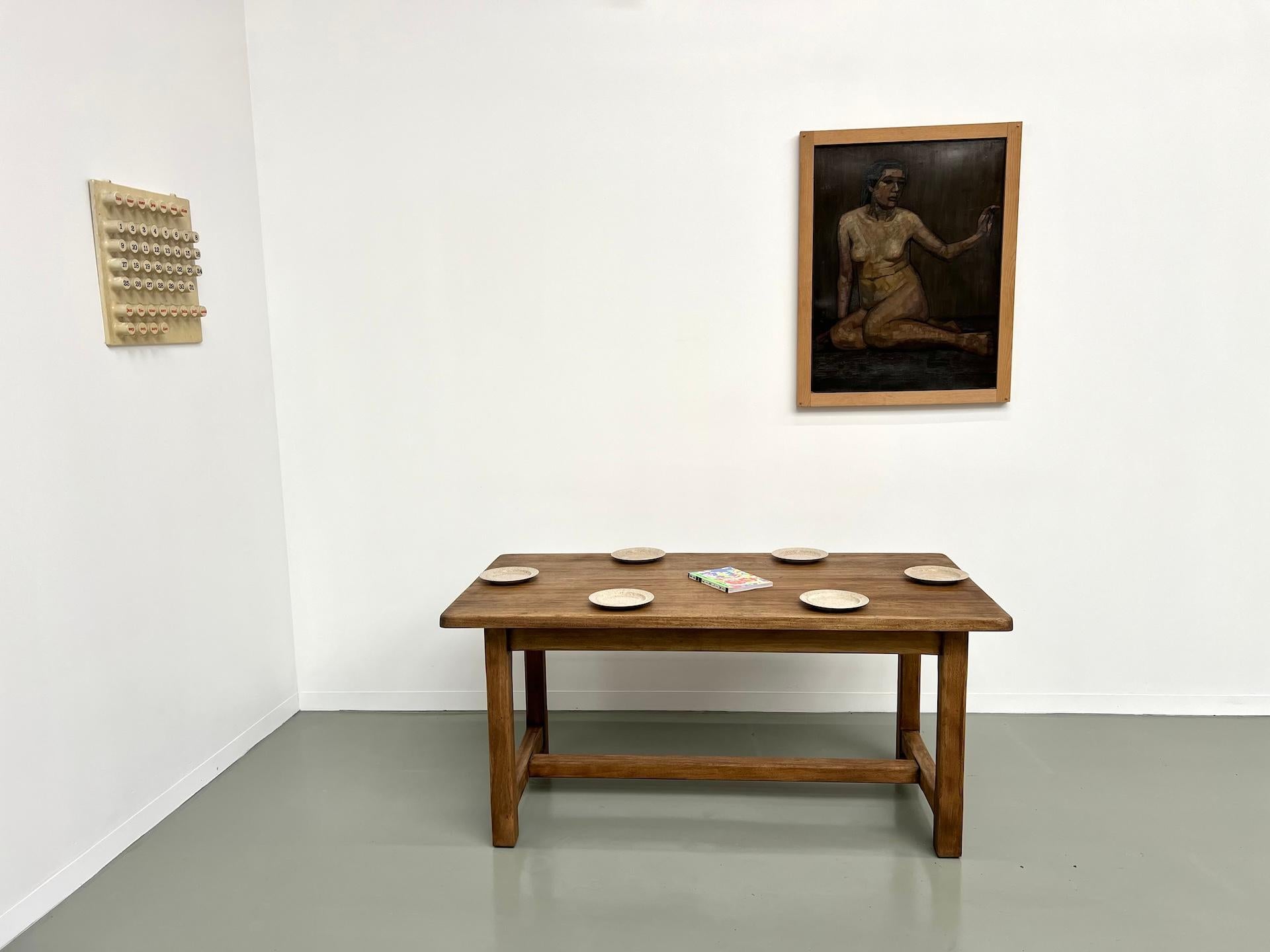 Petite table française ancienne de ferme avec pieds carrés, années 70 en vente 3