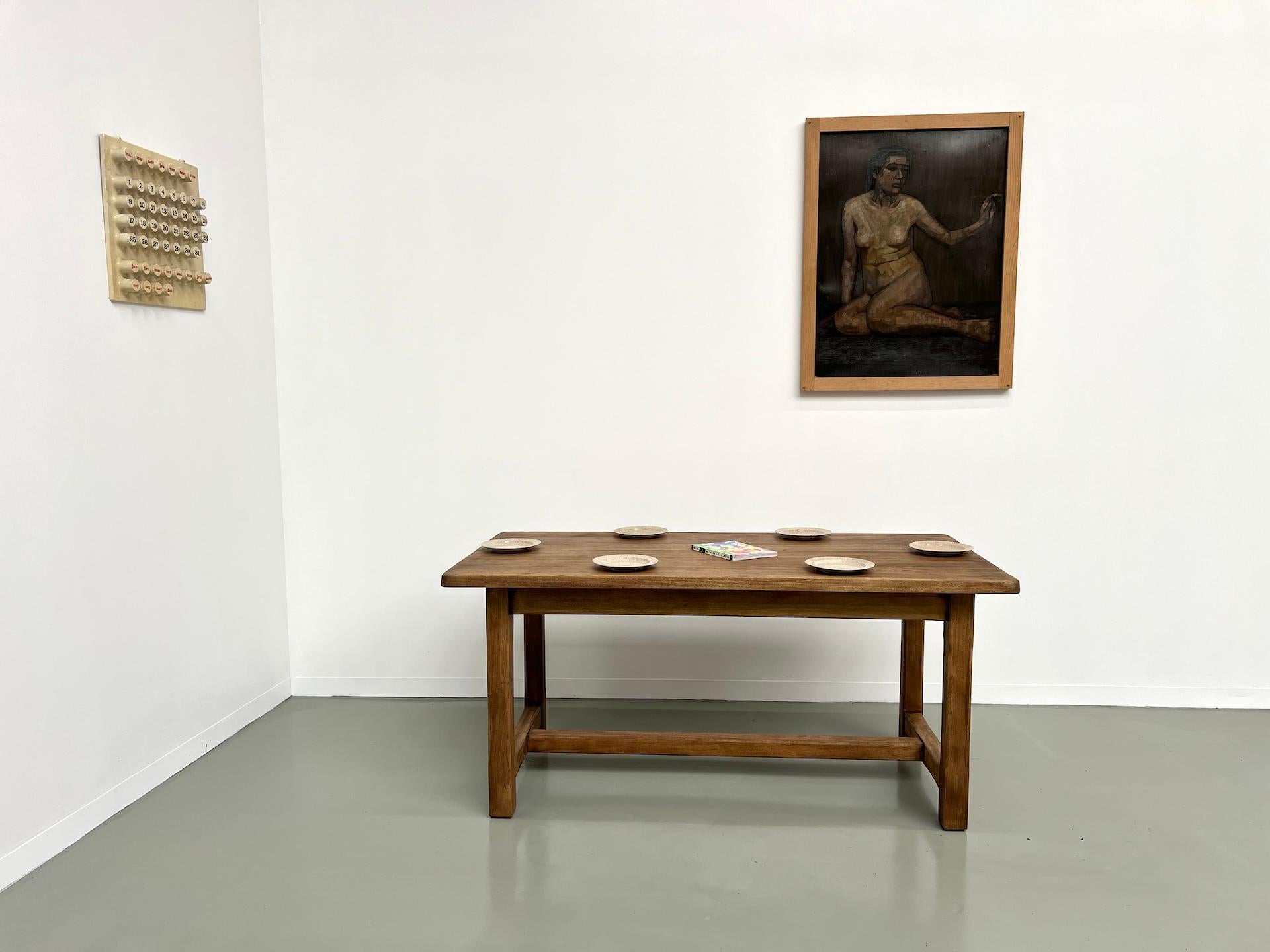 Petite table française ancienne de ferme avec pieds carrés, années 70 en vente 4