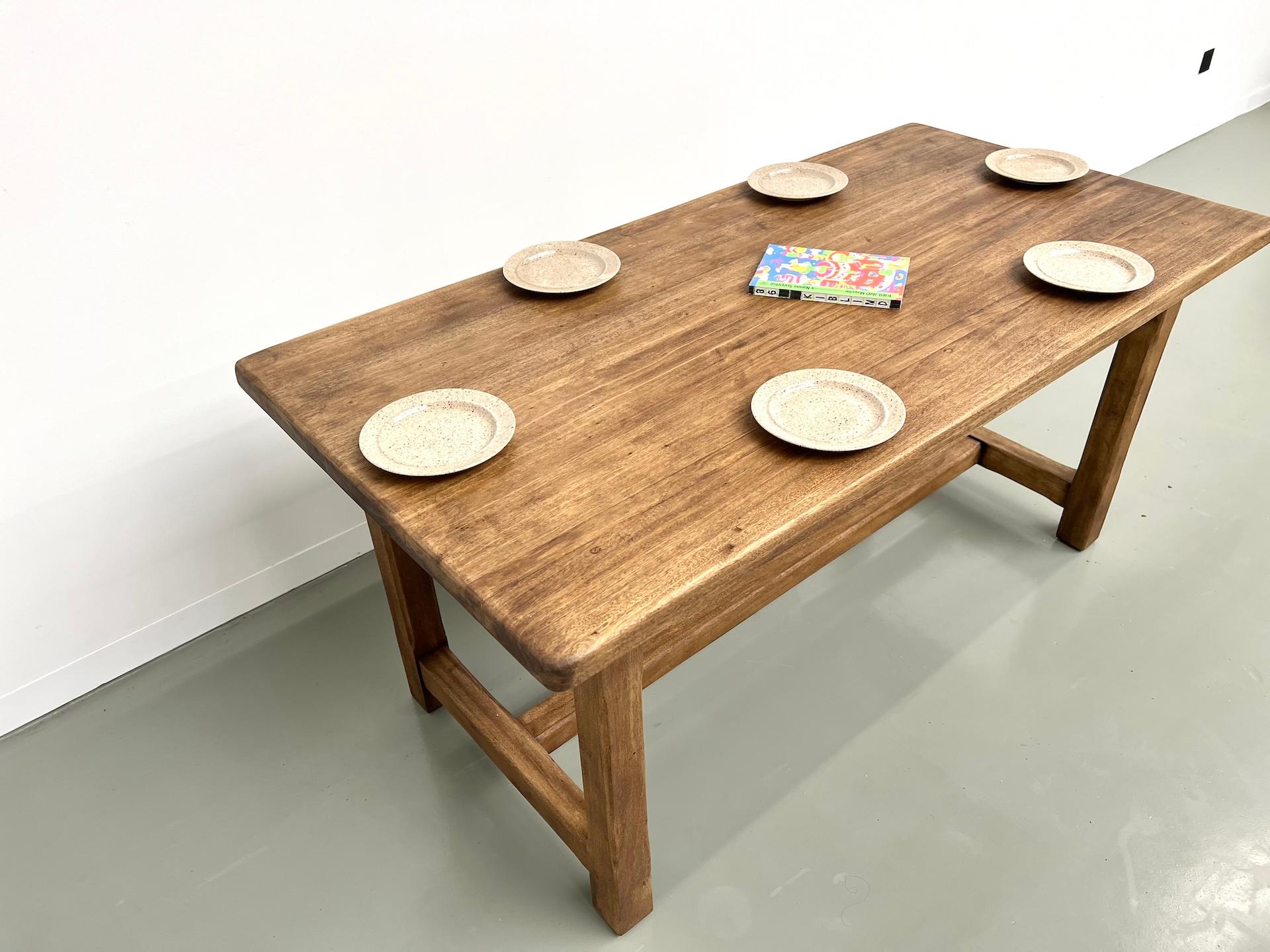 Petite table française ancienne de ferme avec pieds carrés, années 70 en vente 6
