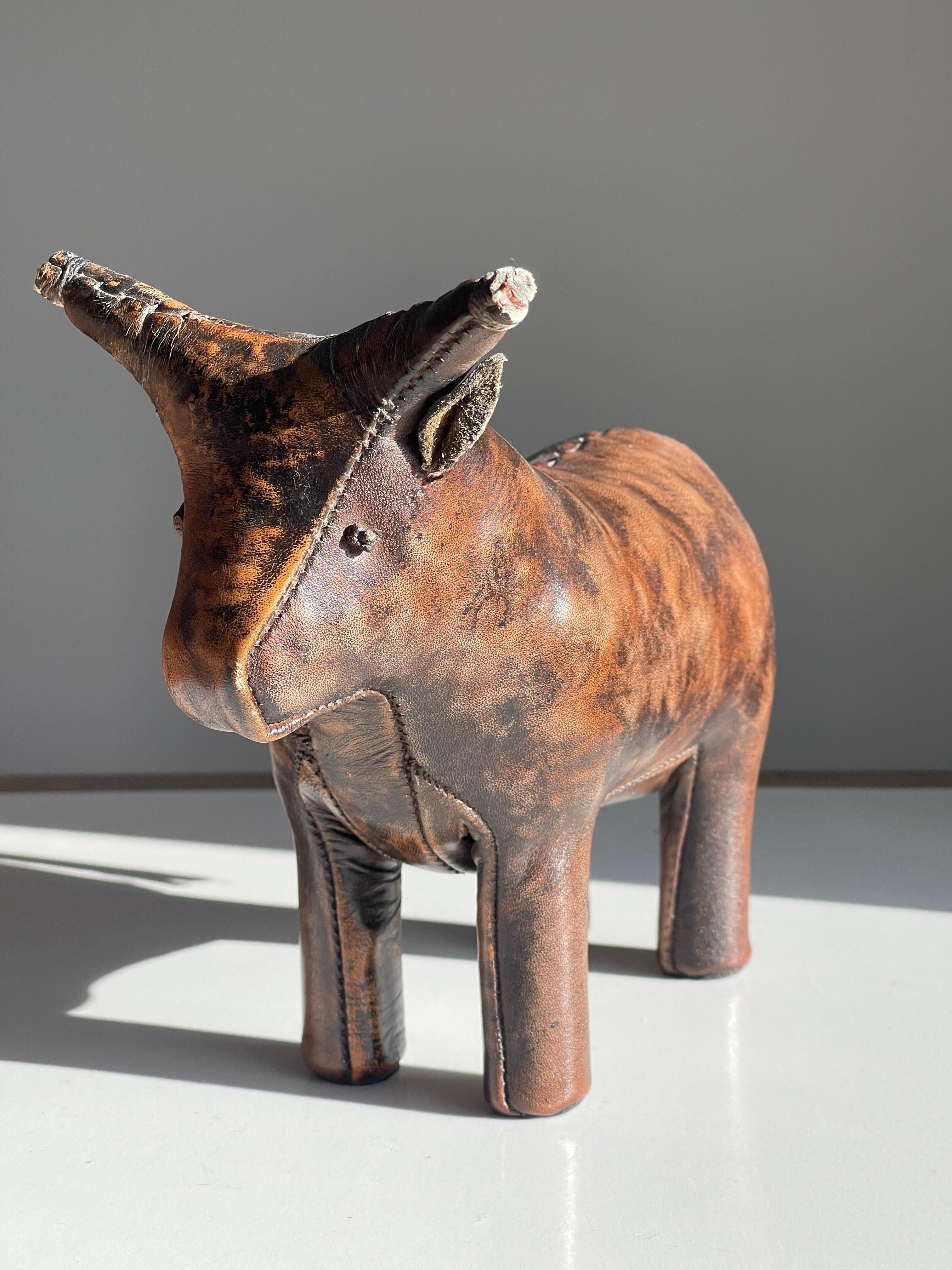 leather pig doorstop