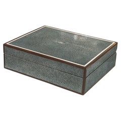 Small Onyx Shagreen and Macassar Ebony Box with Bone Inlay