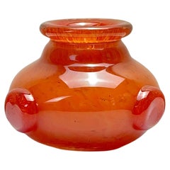 Small Orange Art Glass Vase in Postmodern Style - Signed C.Ramsey 1980 