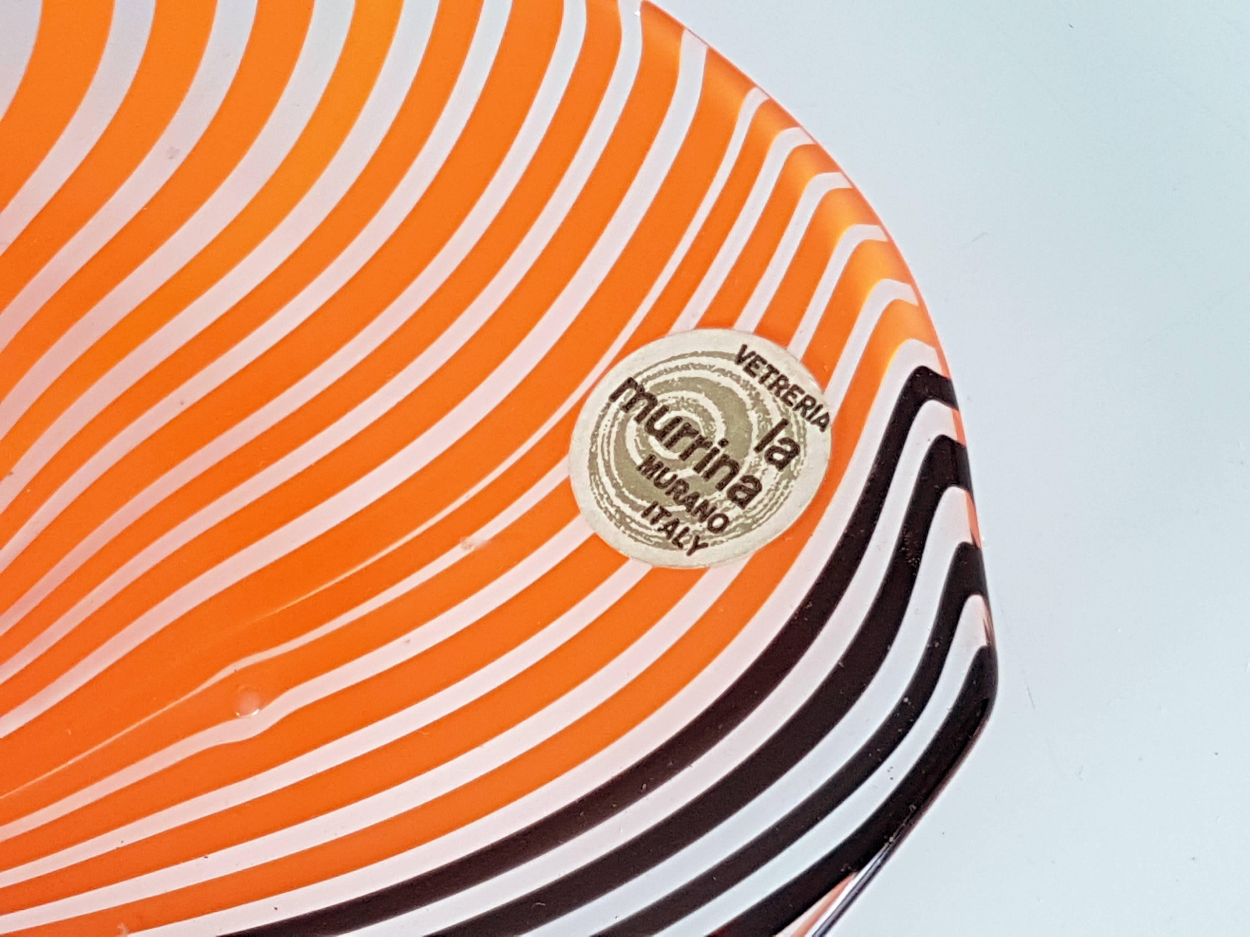 Kleiner orange-brauner Murano-Glasteller aus den 1960er Jahren von Gian Maria Potenza für La Murrina (Handgefertigt) im Angebot