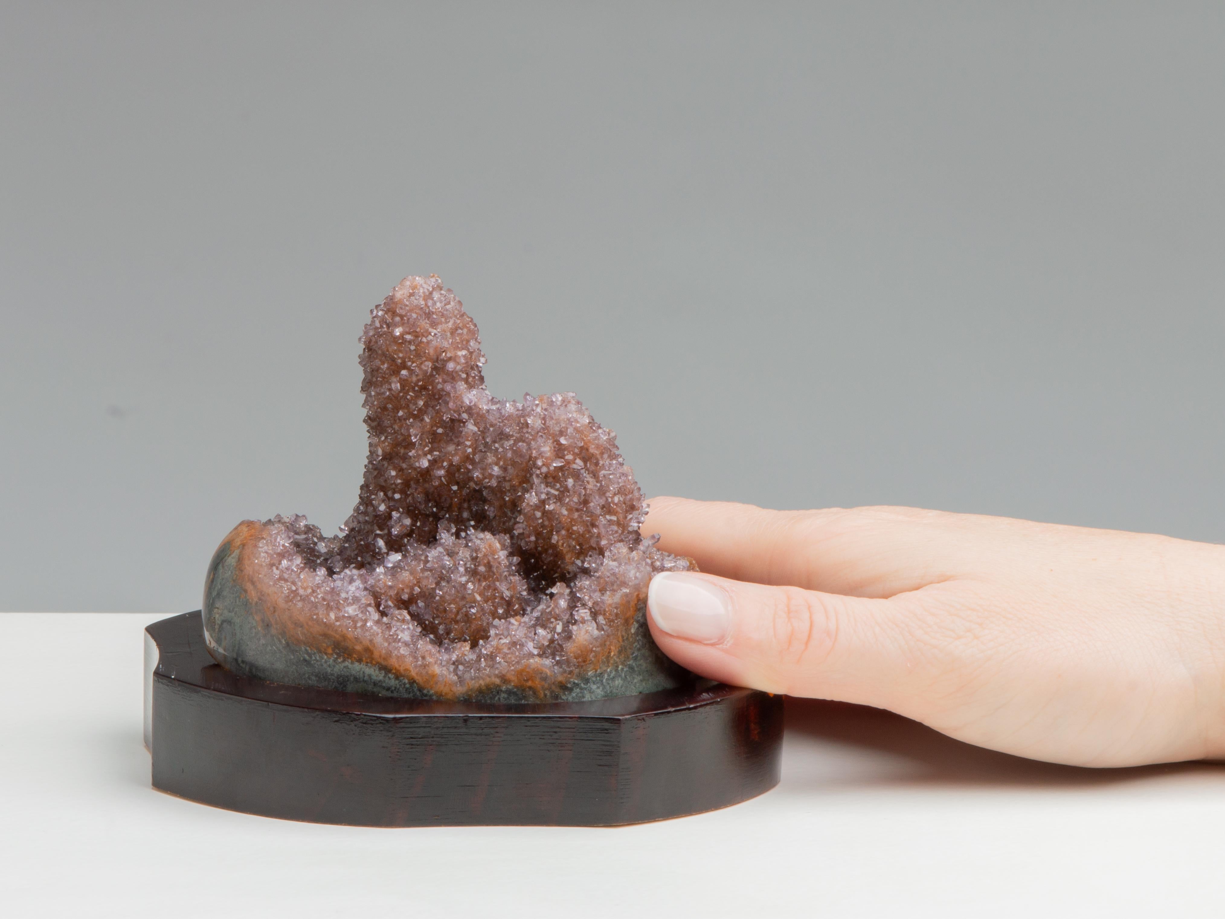 Small Orange, Tan Druzy Quartz Stalactite Formation Resembling a Scholars Rock For Sale 2