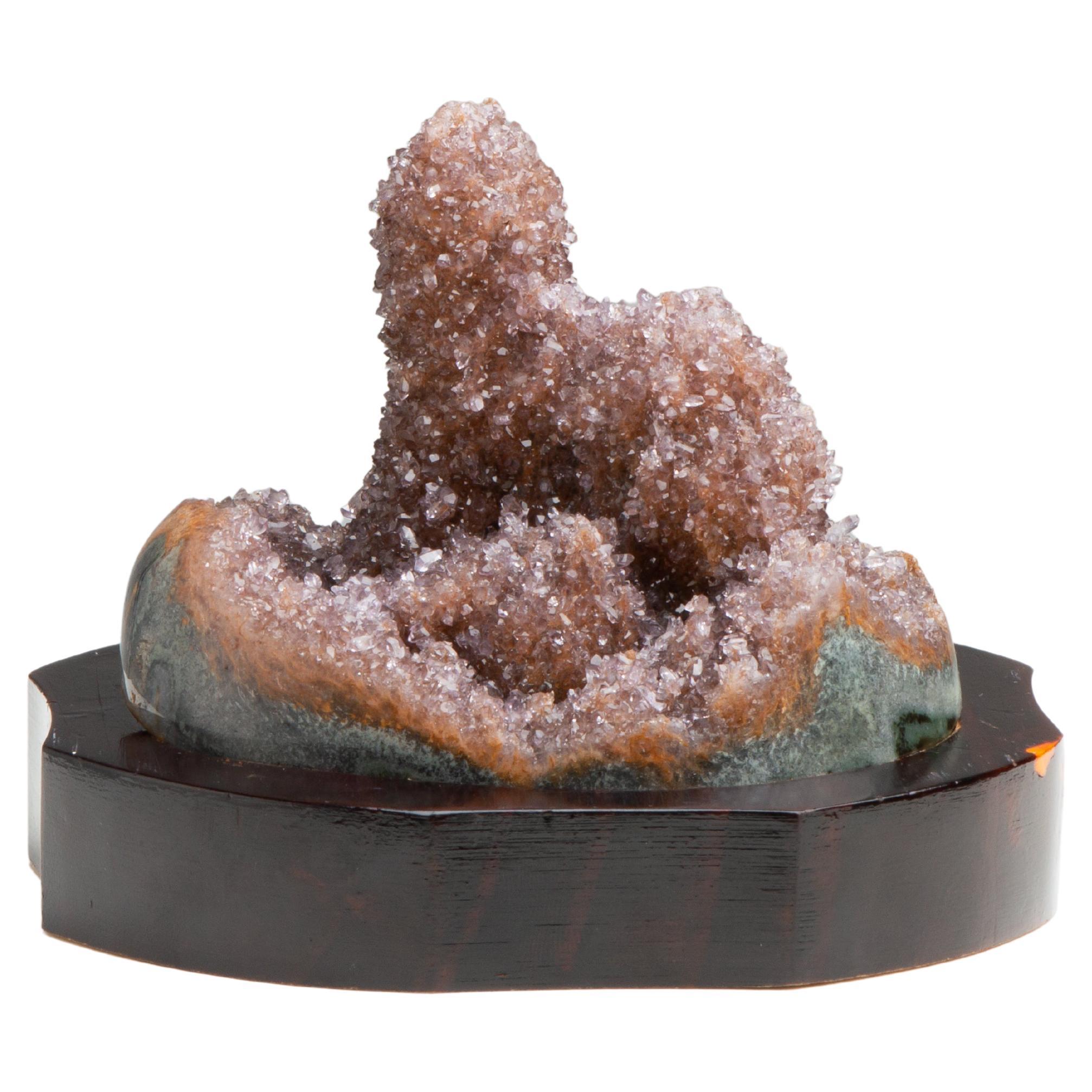 Piccola formazione stalattitica di quarzo druzy arancione e marrone che assomiglia a una roccia di Scholars in vendita