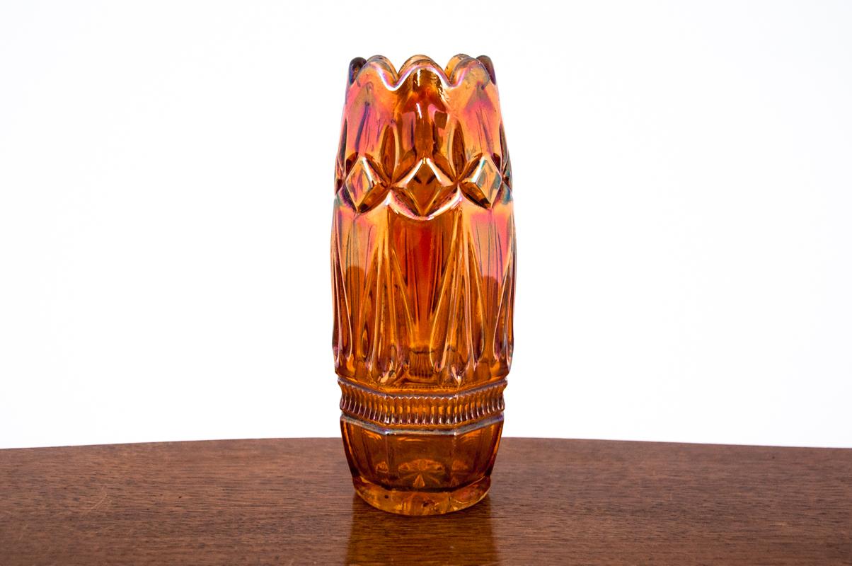 Mid-Century Modern Small orange vintage vase, Poland, 1960s