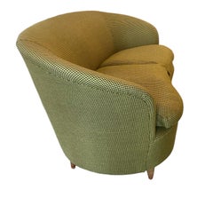 small curved 1950's Italian 2 Seater Sofa attributed to Ico Parisi, green tweed
