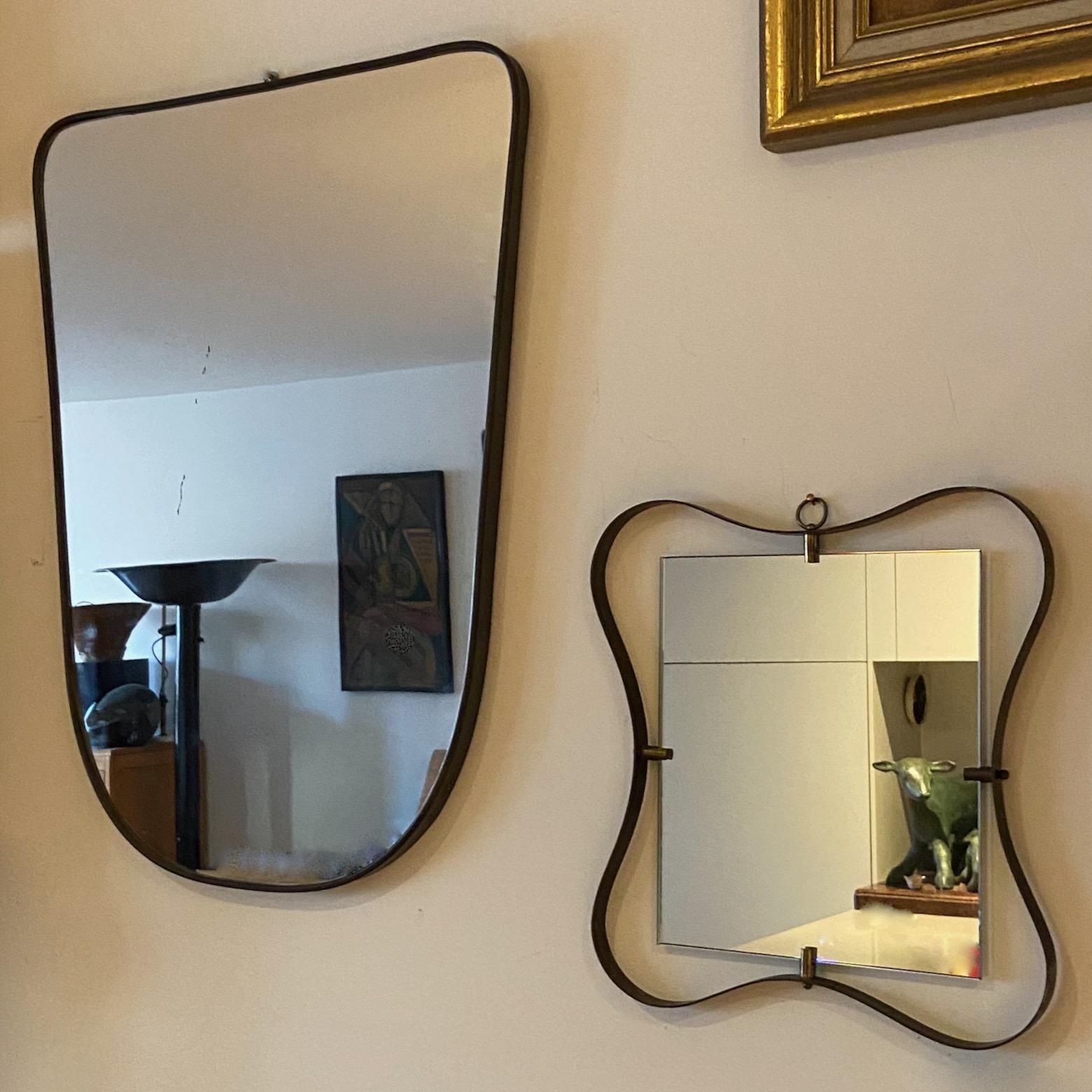 Organic Mid-Century Brass Mirror, 1950's Italian, most probably Fontana Arte For Sale 5