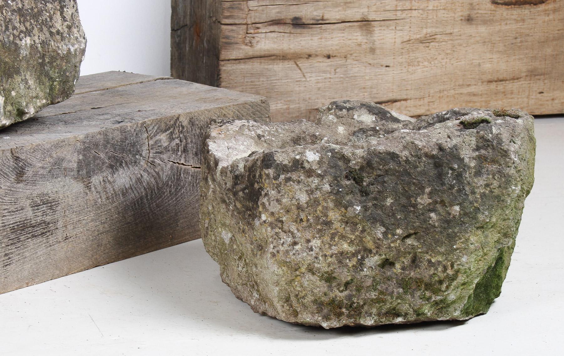 Small Organic Shaped Carved Stone Antique Wabi Sabi Sandstone Planter Bonsai Pot For Sale 4