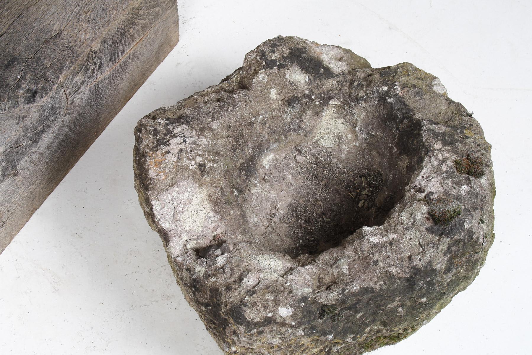 Small Organic Shaped Carved Stone Antique Wabi Sabi Sandstone Planter Bonsai Pot For Sale 5