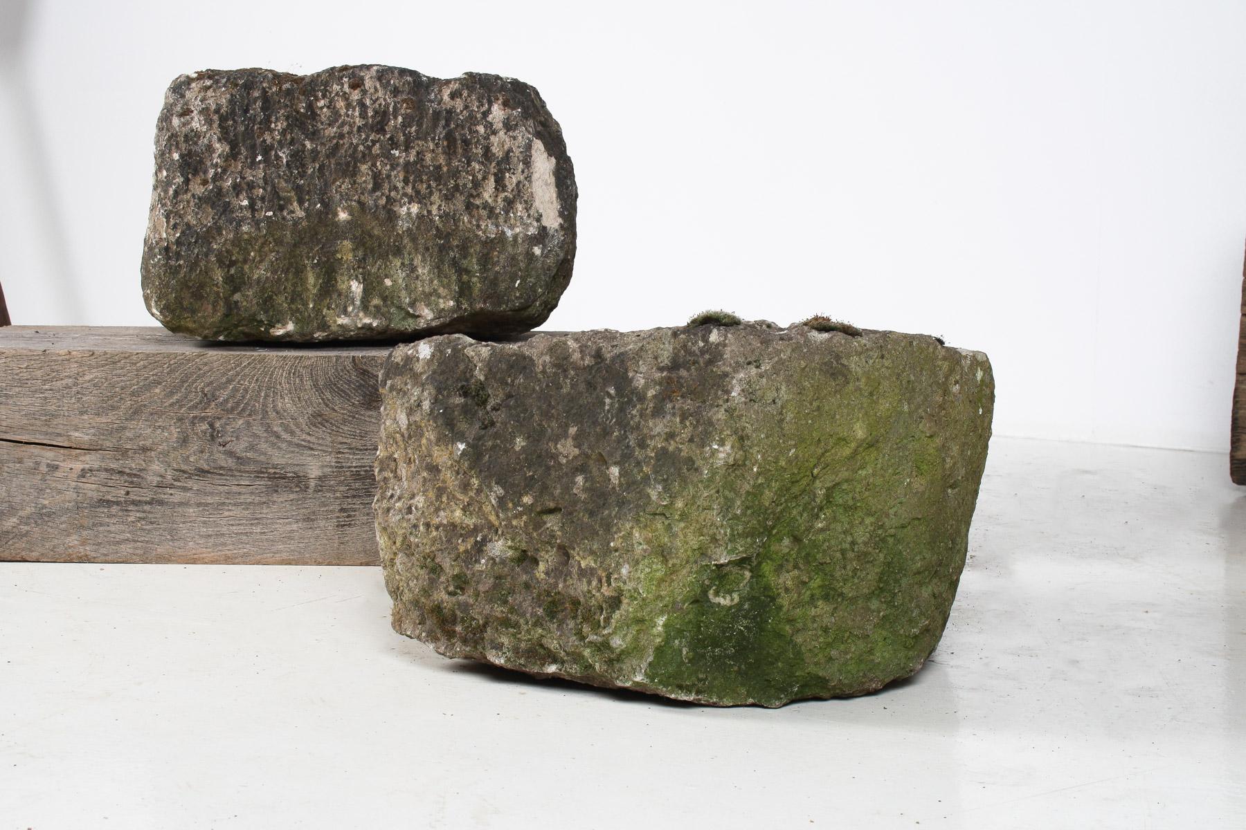 Small Organic Shaped Carved Stone Antique Wabi Sabi Sandstone Planter Bonsai Pot For Sale 6