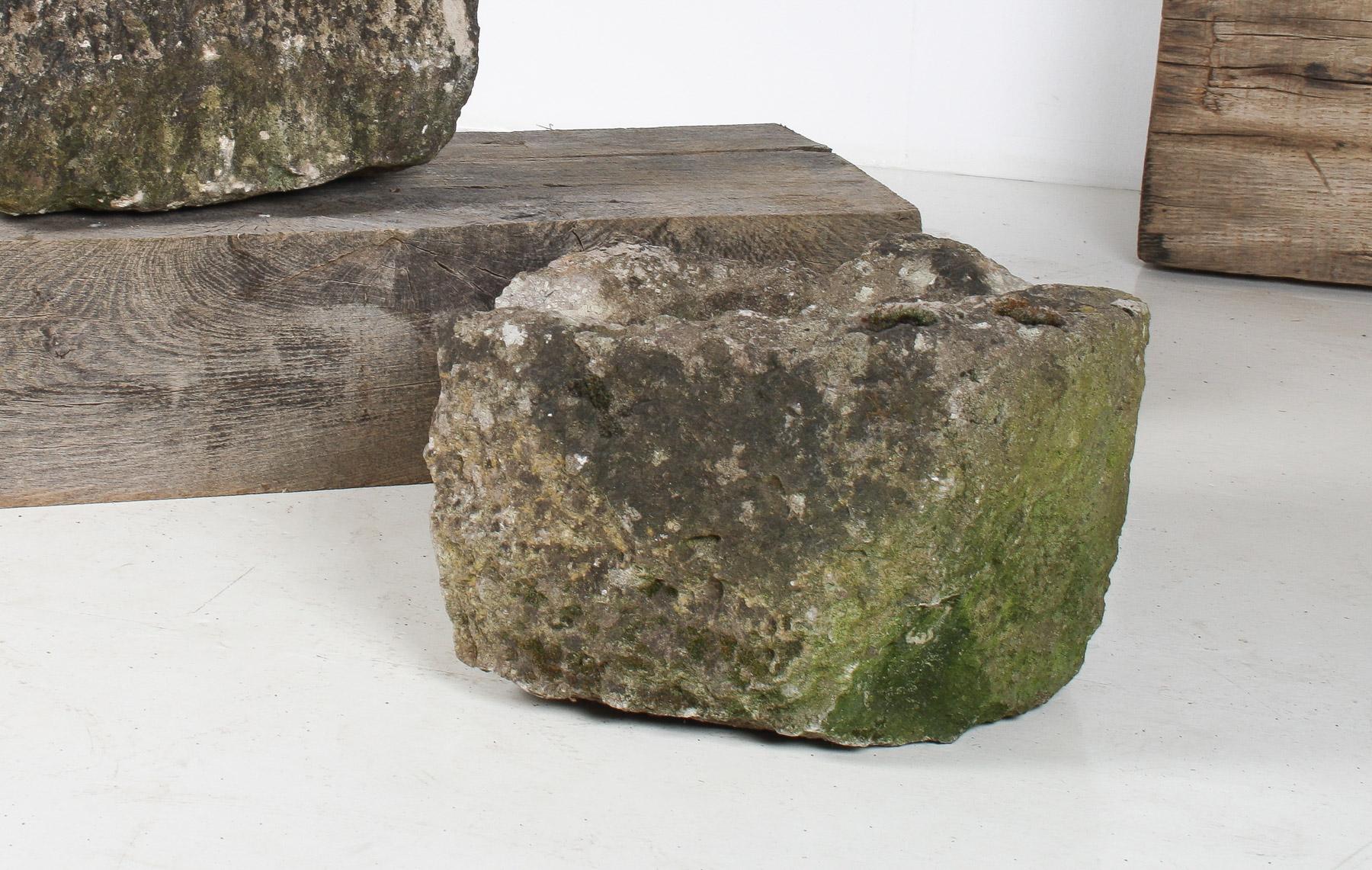 Small Organic Shaped Carved Stone Antique Wabi Sabi Sandstone Planter Bonsai Pot For Sale 7