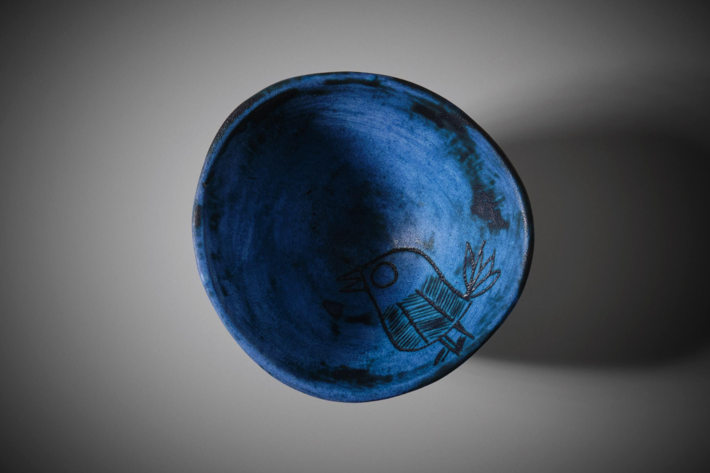 Mid-20th Century Small Organic Shaped Ceramic Bowl by Jacques Blin, France, 1950s For Sale