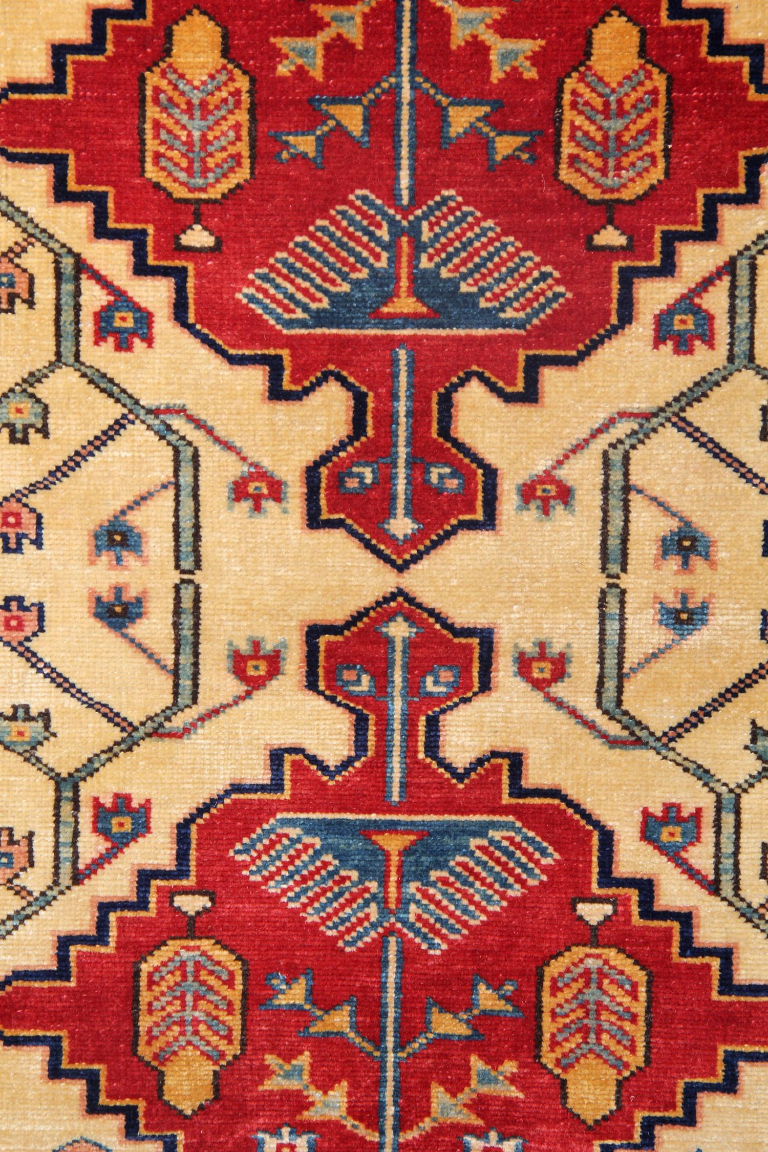 Afghan Small Oriental Rugs, Handmade Carpet Red Geometric Rugs for Doormat