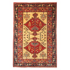 Small Oriental Rugs, Handmade Carpet Red Geometric Rugs for Doormat