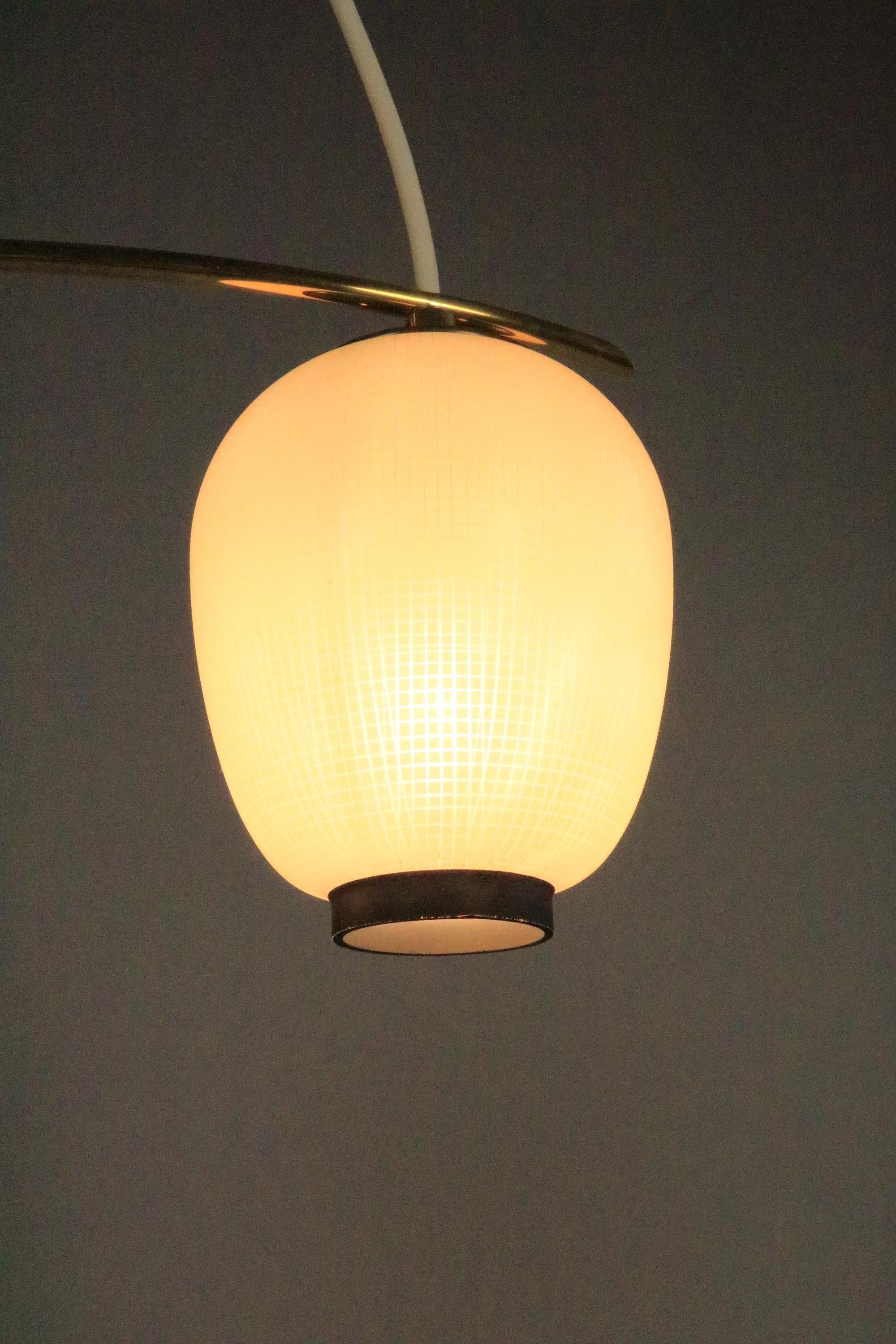 Small Original 1950s, 2 x Glass Hanging Lamp by DORIA, Asia Style In Good Condition In Berlin, BE