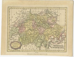 Small Original Antique Map of Switzerland and Surroundings, 1807