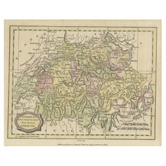 Piccola carta geografica originale antica della Svizzera e dintorni, 1807