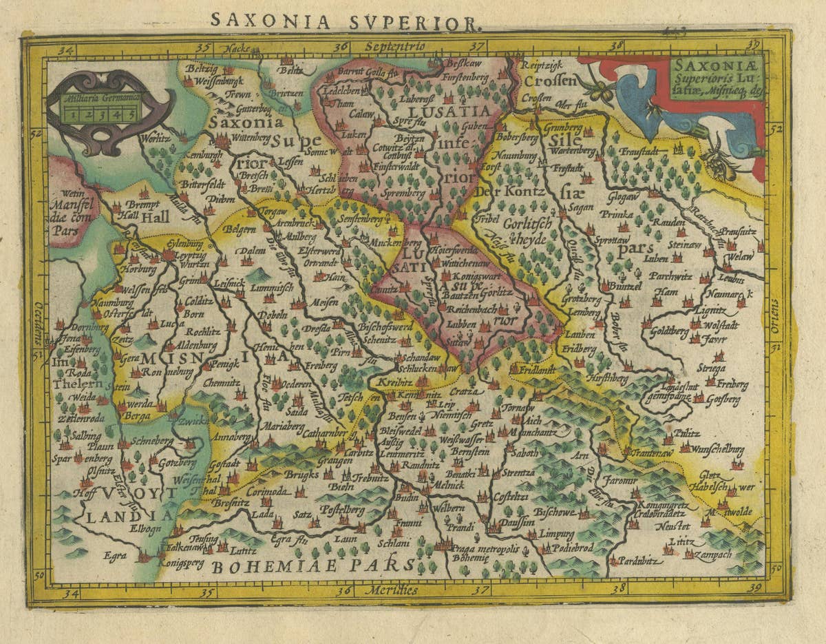 Small Original Antique Map of Upper Saxony, Germany