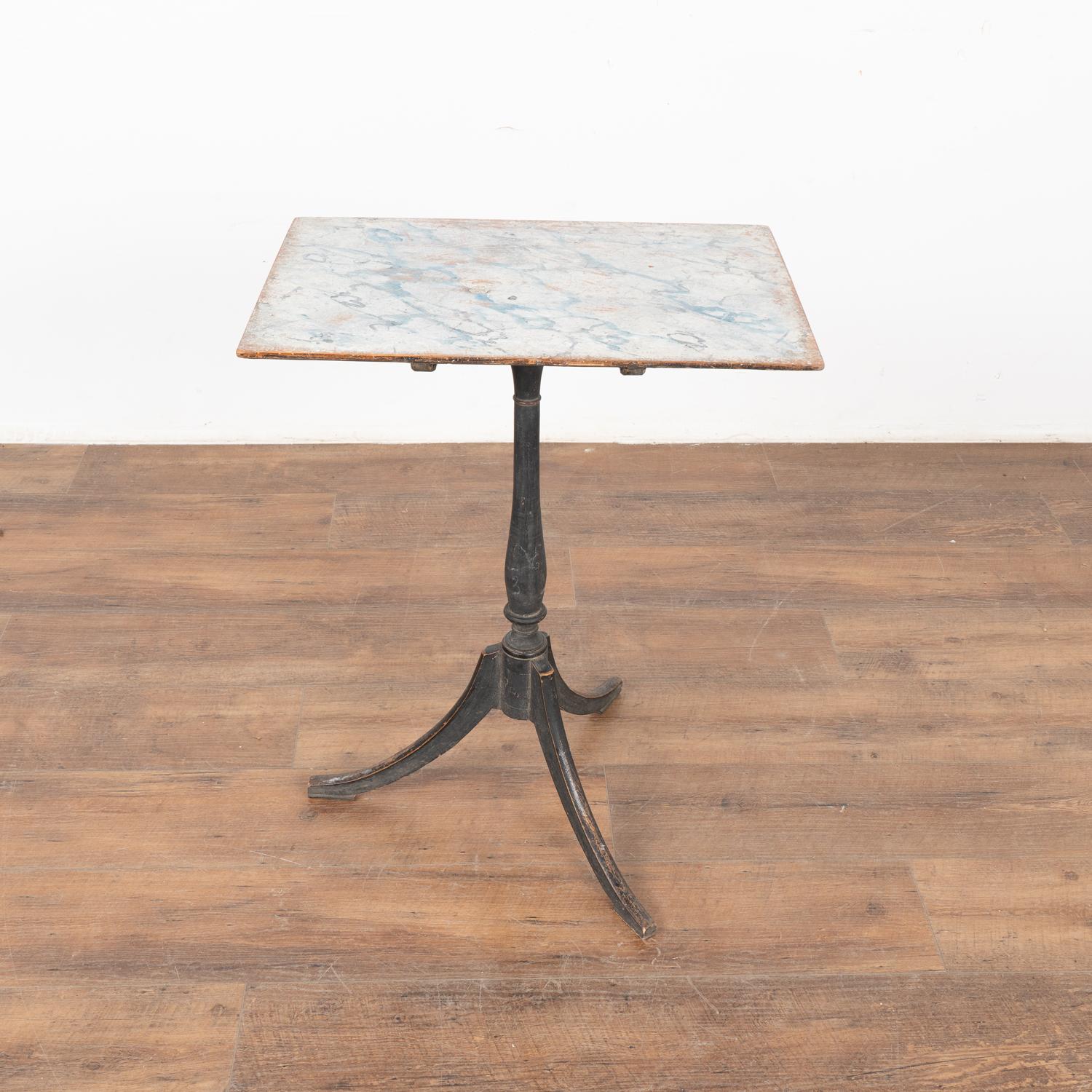 Swedish Small Original Black Painted Tilt Top Side Table, Sweden circa 1820-40 For Sale