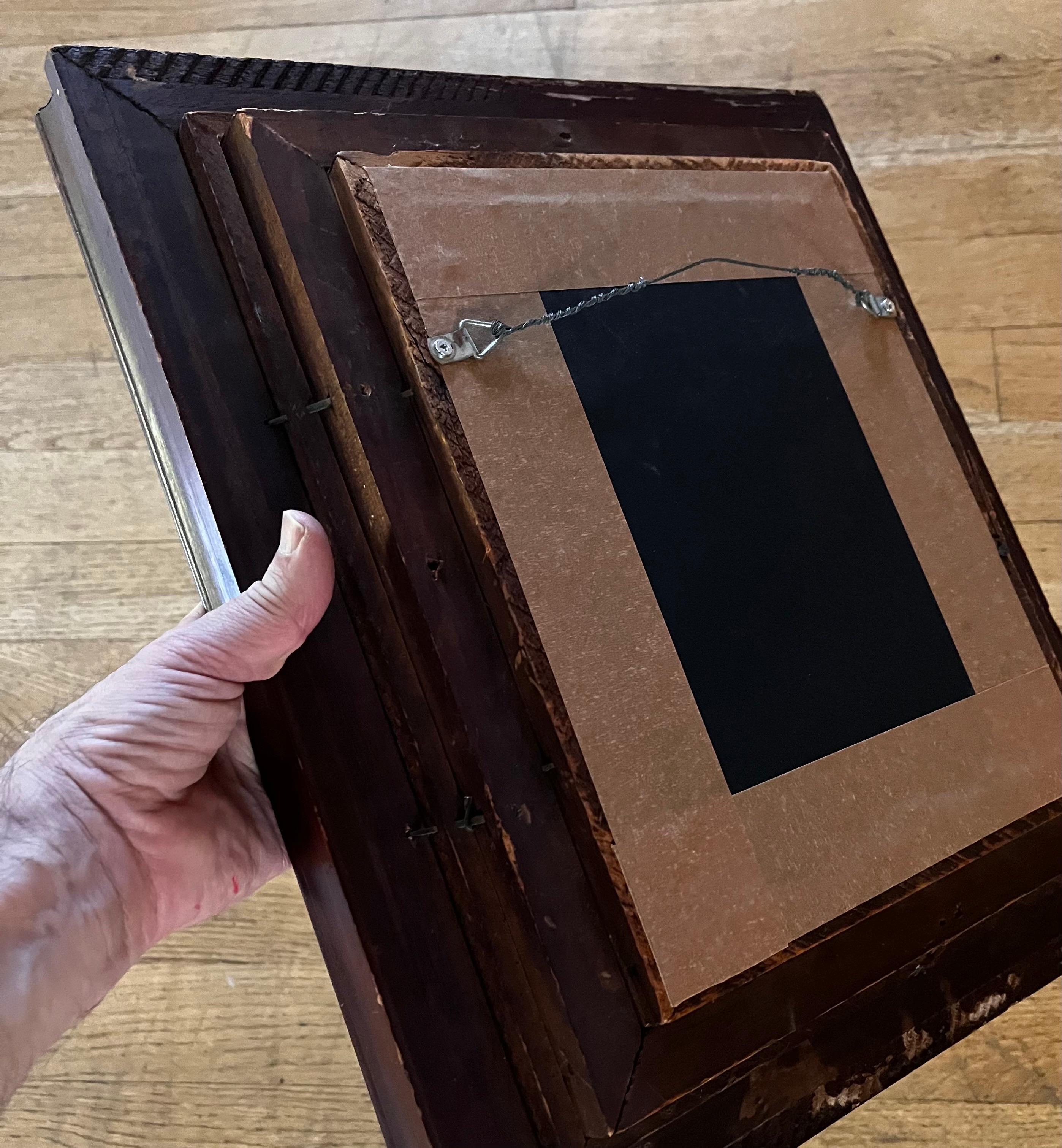 Piccolo collage di carta originale di J. Ruskin 1979 in una cornice antica in vendita 4