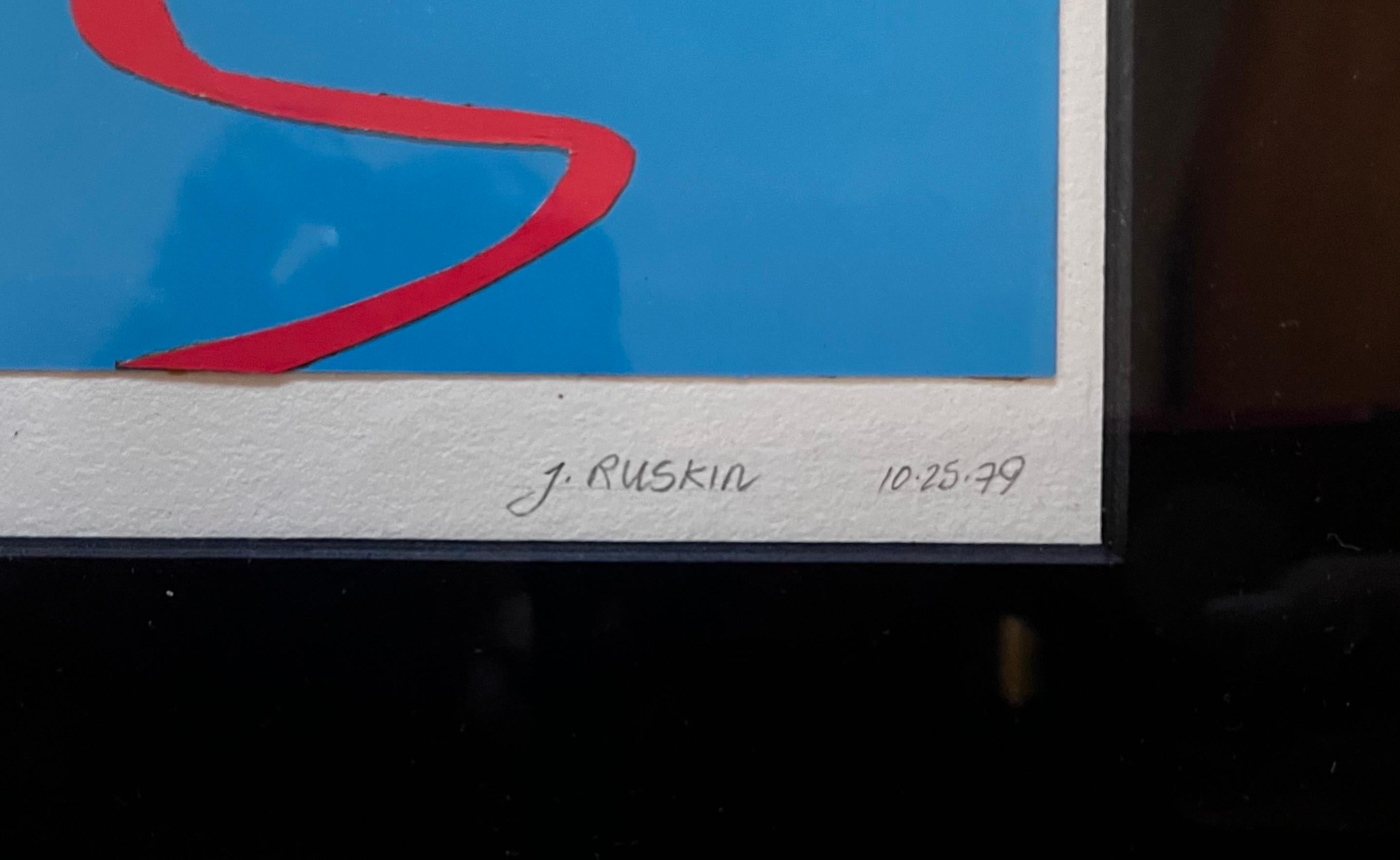 Piccolo collage di carta originale di J. Ruskin 1979 in una cornice antica in vendita 6