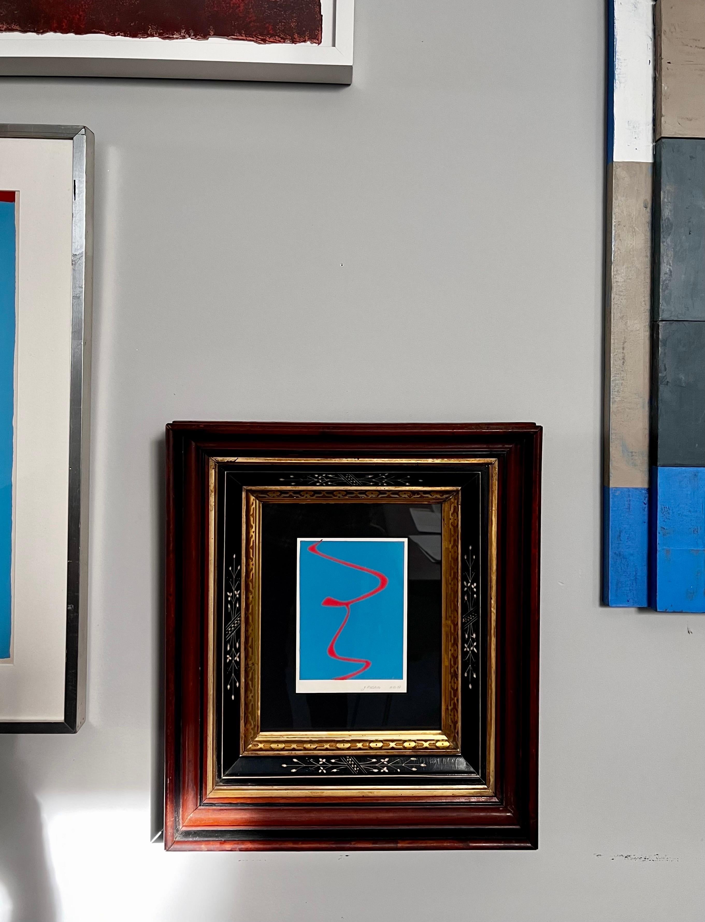 Piccolo collage di carta originale di J. Ruskin 1979 in una cornice antica in vendita 7