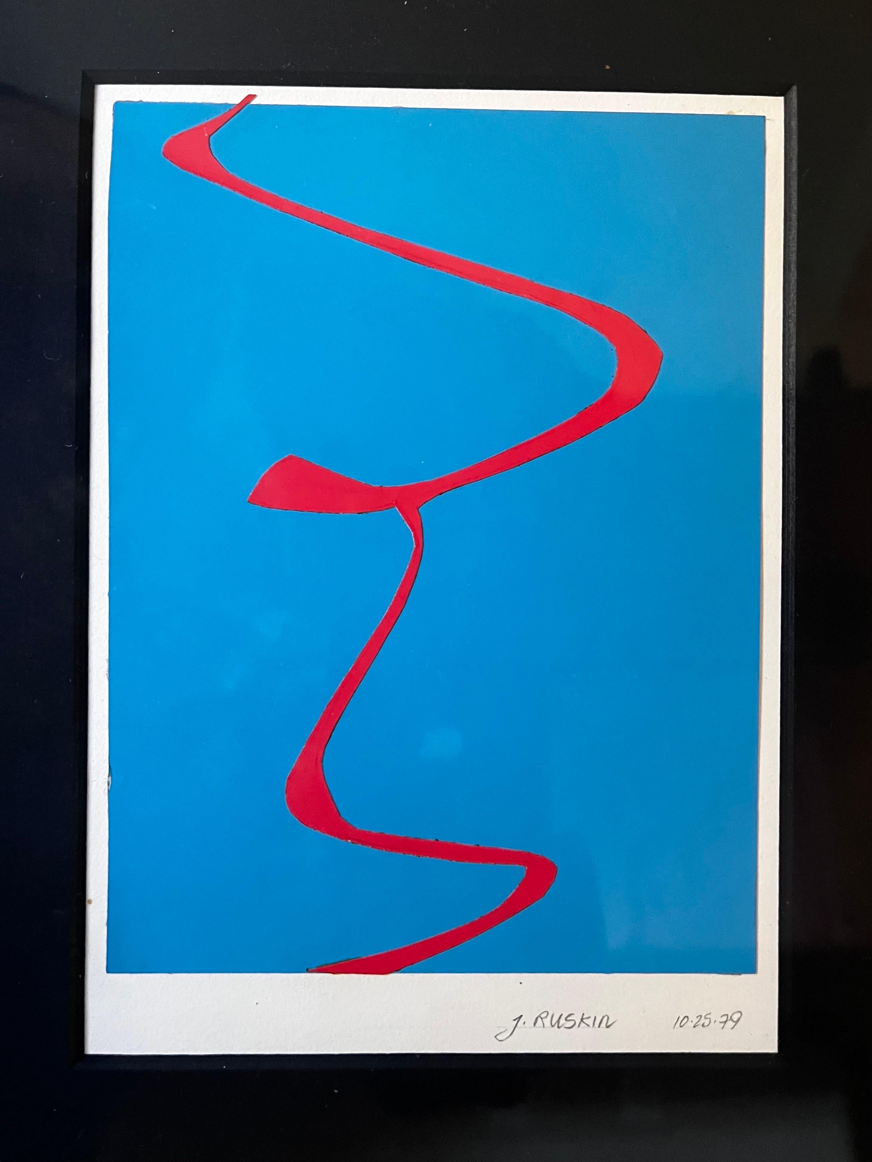 Moderno Piccolo collage di carta originale di J. Ruskin 1979 in una cornice antica in vendita