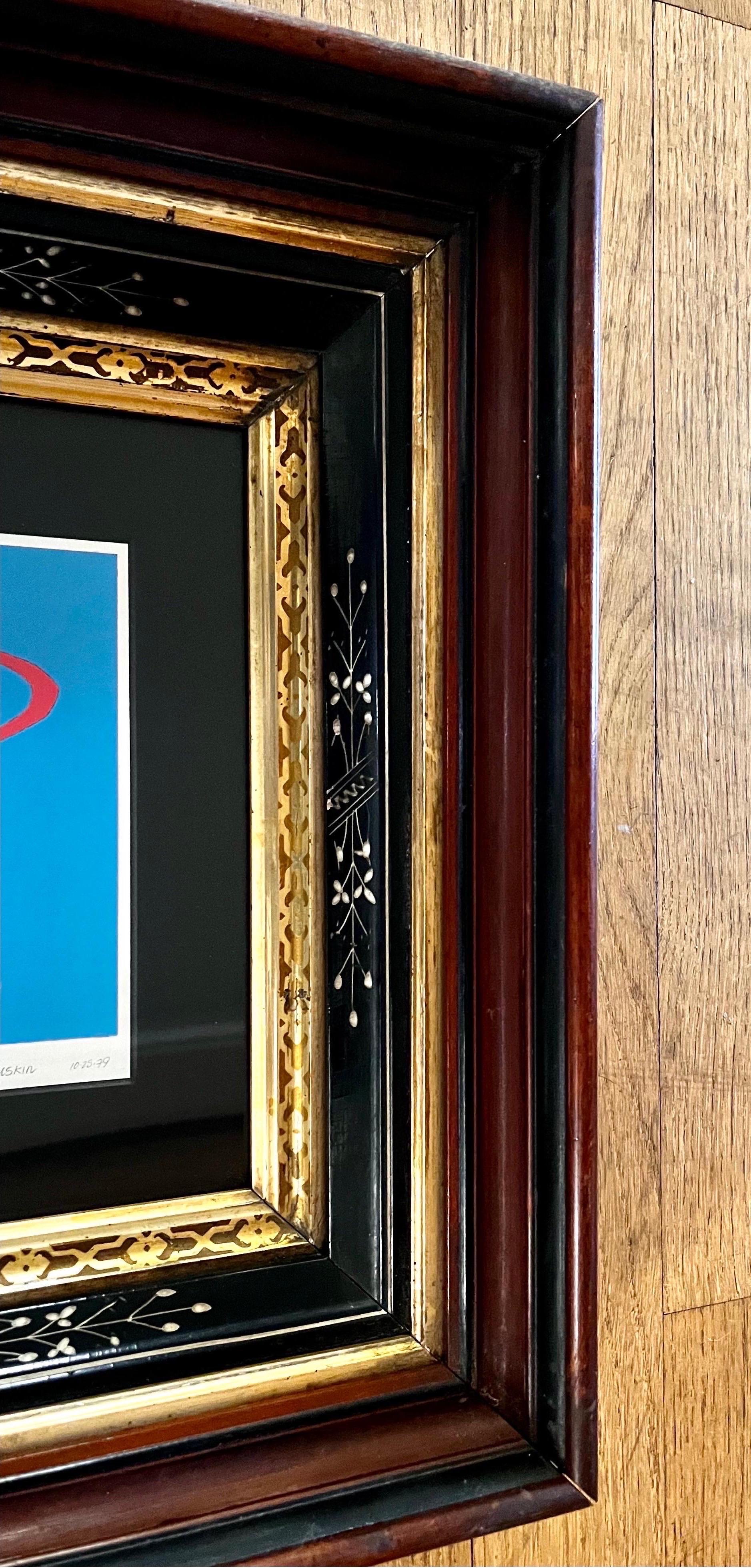 Americano Piccolo collage di carta originale di J. Ruskin 1979 in una cornice antica in vendita