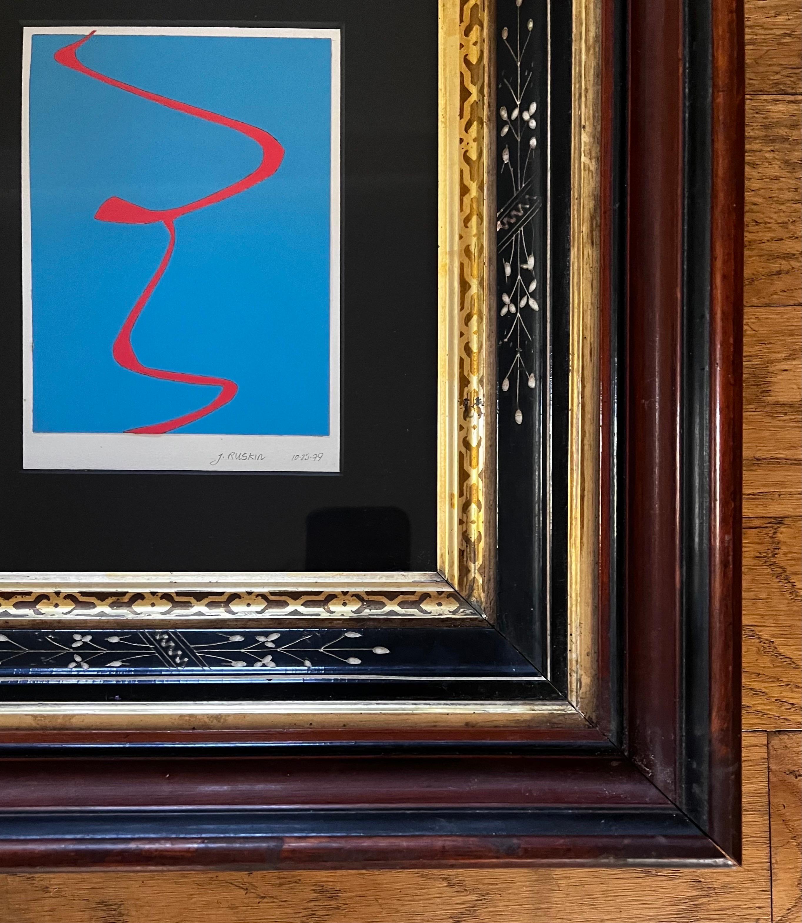 Piccolo collage di carta originale di J. Ruskin 1979 in una cornice antica In condizioni buone in vendita a Philadelphia, PA