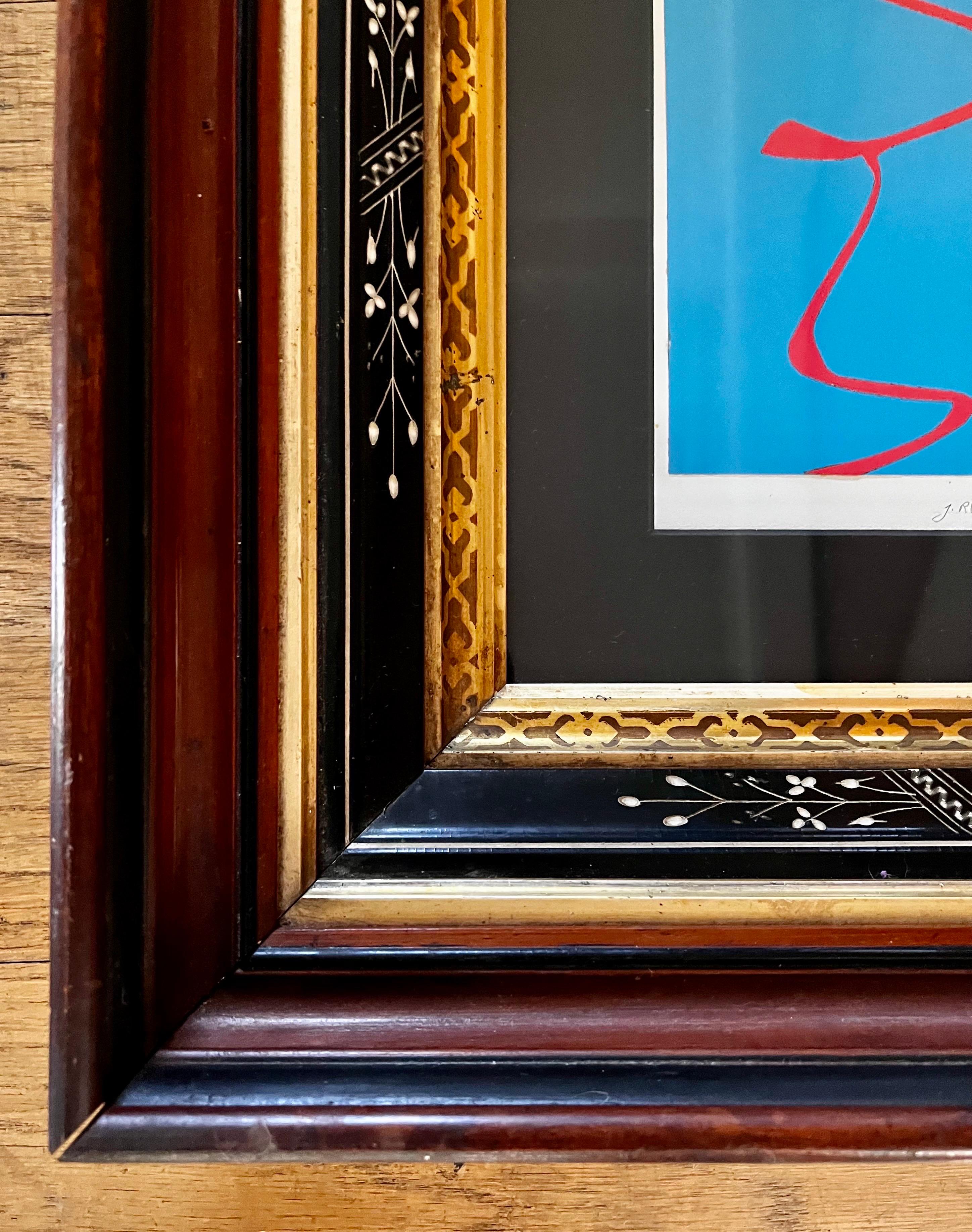 Fine XX secolo Piccolo collage di carta originale di J. Ruskin 1979 in una cornice antica in vendita