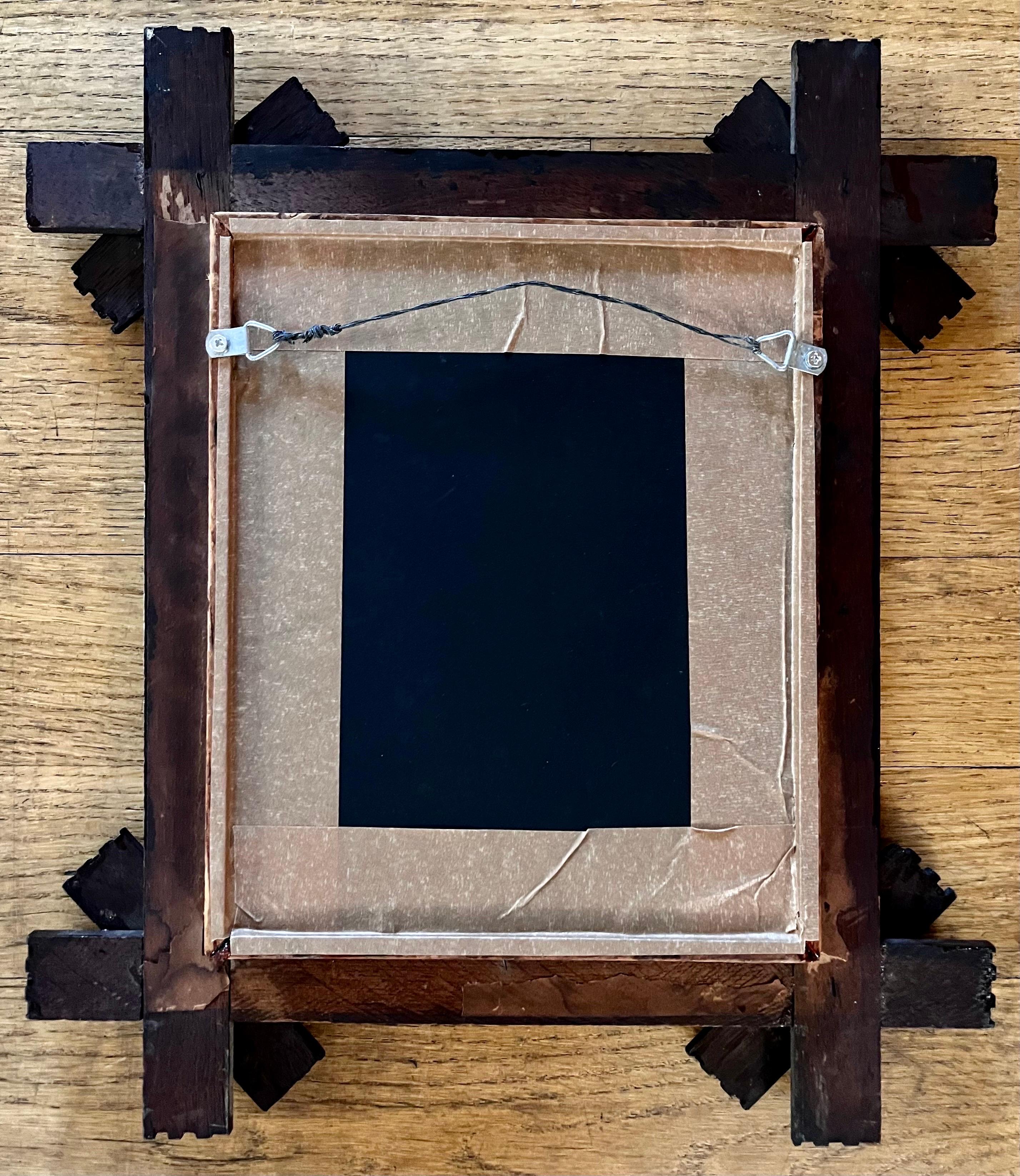 Papier Petit collage original sur papier de J. Ruskin 1979 dans un cadre ancien en vente