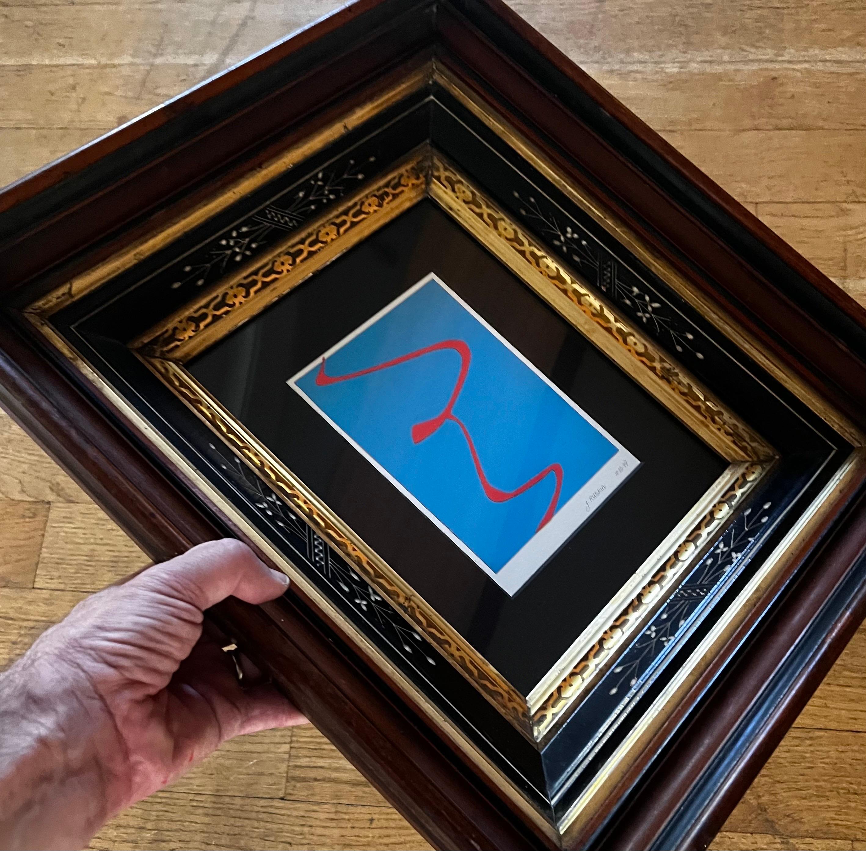 Piccolo collage di carta originale di J. Ruskin 1979 in una cornice antica in vendita 2