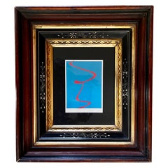 Small Original Paper Collage by J. Ruskin 1979 in a Antique Frame