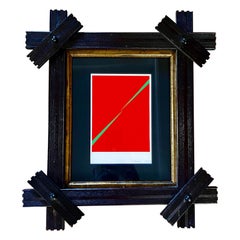 Small Original Paper Collage by J. Ruskin 1979 in a Antique Frame