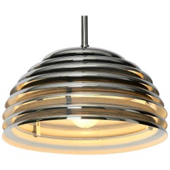 Vintage Small Original Saturno Chrome Metal Pendant Lamp by Kazuo Motozawa for Staff