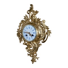 Antique Small Ormolu French Cartel Wall Clock