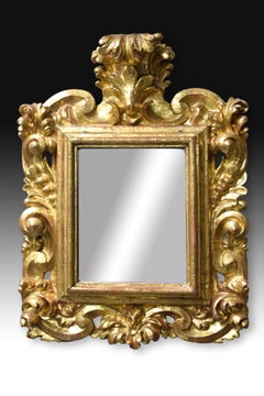 Small Ornamental Mirror, Gilt wood, 17th-18th Centuries