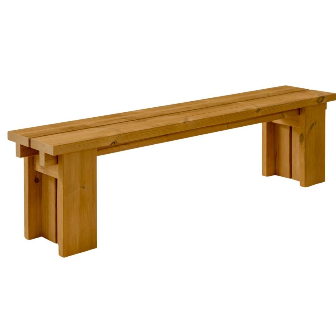 Small 'Osa' Outdoor Bench in Solid Finnish Pine for Vaarnii