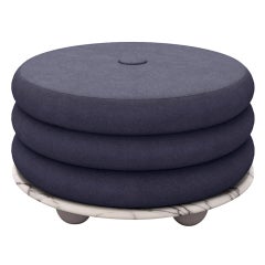 Small Ottoman by Moniomi, in Lilac Marble & Blue Mohair