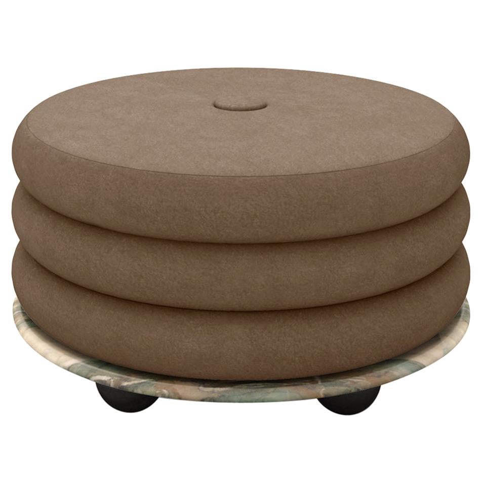Small Ottoman by MONIOMI, in Mint Marble & Taupe Mohair