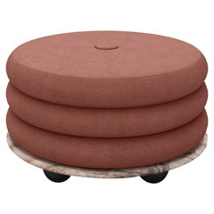 Small Ottoman by Moniomi, in Pink Onyx & Dusty Rose Mohair